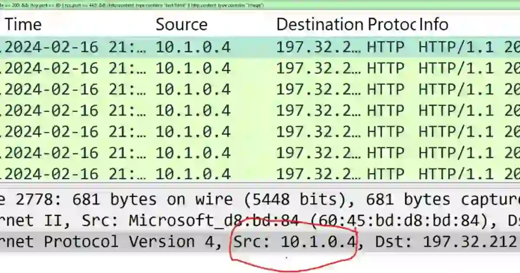 Server IP Address for the malicious traffic